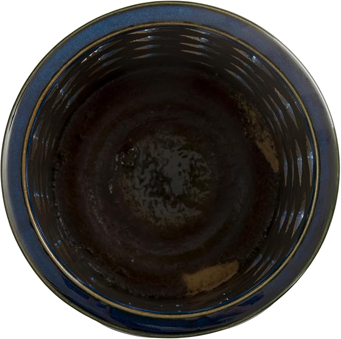 Emissary Home and Garden Criss Cross 23.5 in. H Round Ceramic Umbrella Stand in Blue with High-fire Treatment