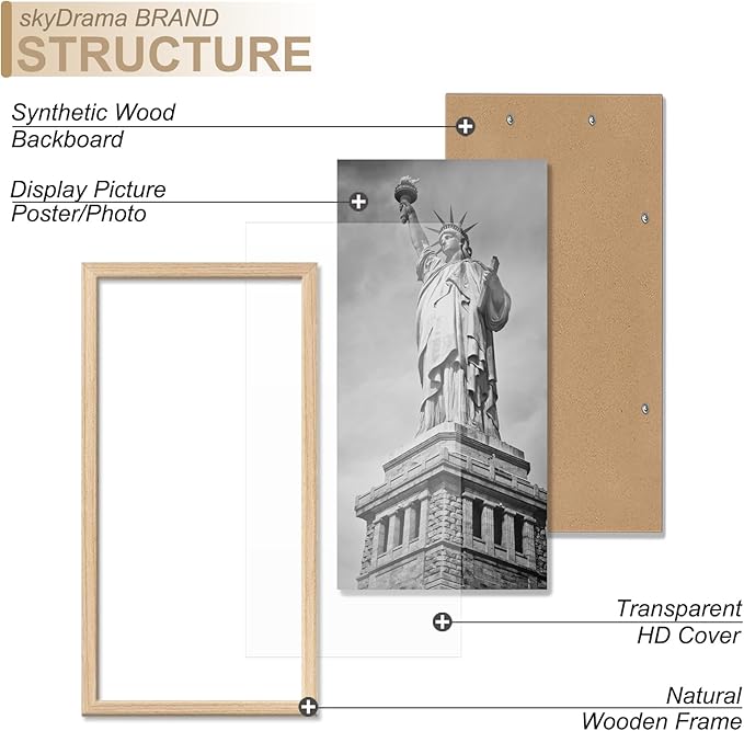 Natural Solid Wood 7x14 Picture Frame, Display 7 x 14 Inch Picture Poster Photo, Vertical & Horizontal Wall Hanging - 2 Pack/Natural/7"x14"