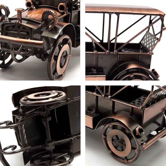 Tipmant Antique Vintage Car Model Metal Wall Home Office Decoration Table Wall Room Decor Ornaments Handmade Handicrafted Collections Collectible Vehicle Gifts