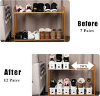 12 Pack Shoe Slots Organizer Adjustable Level Shoe Stacker Holder Storage Space Saving Sneakers Display Tray Rack for Closet (White, 12Pack)