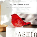 H&D HYALINE & DORA Crystal Handmade Red Bird Figurine Gifts for Bird Lovers Women Men Blown Glass Birds Collectible Figurines for Desk Table Home Office Decor
