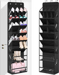 MISSLO Clear Over the Door Shoe Organizer Large Deep Pockets Hanging Shoe Rack for Closet Fit 20 Pairs Shoe Holder for Sneakers Boots Storage, Black