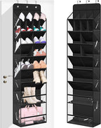 MISSLO Clear Over the Door Shoe Organizer Large Deep Pockets Hanging Shoe Rack for Closet Fit 20 Pairs Shoe Holder for Sneakers Boots Storage, Black