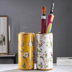 Ceramic Umbrella Stand Living Room Floor-Standing Freestanding Cane Chinese Umbrella Stand Multifunctional Painted Porcelain Vintage Ceramics Flower Vases for Home Office Entrance Indoor(C)