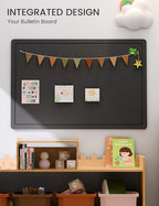 Fluxynara Bulletin Board,35.4" x 23.6" Cork Board Alternative with 12 Safe Removable Adhesive Tabs, Foldable Felt Pin Board for Home Office, Classroom, Bedroom,Entryway for Walls—Black