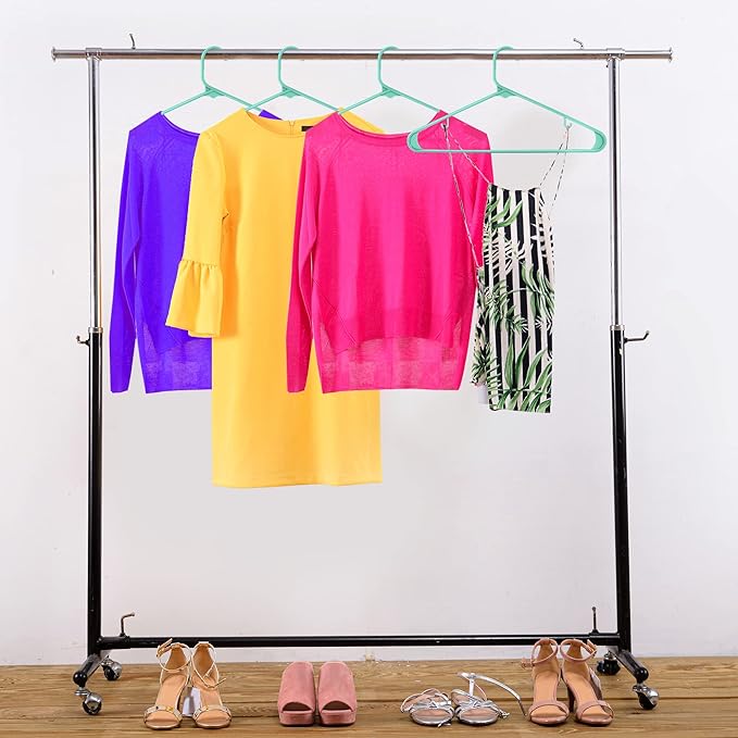 Utopia Home Plastic Hangers 50 Pack - Space Saving Clothes Hanger - Durable & Strong Closet Organizers and Storage with Built-in Strap Hooks - Essential for Shirts, Pants, Skirts & Coats (Aqua)