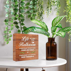 Brown Life is Like The Bathroom Wooden Box Sign Desk Decor,Funny Bathroom Wood Block Sign for Farmhouse Toilet Shelf Decor