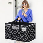 HomeHacks Heavy Duty Moving Bags with Tag Pockets, Collapsible Storage Totes for Moving, Camping & Travel -Foldable Packing Boxes, Zipper Handles, Black（6 Packs, 88L）