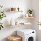 RICHFOCUS 20Inch Floating Shelves for Wall 2 Pack Shelves for Plant|Bedroom|Kitchen|Bathroom Rustic Wood Wall Mounted Shelf with Invisible Brackets for Books|Storage|Decor, Rustic White