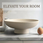 LIN CHUAN Modern Resin Pedestal Bowl – Large Fruit Bowl for Kitchen Counter, Catch All Bowl for Entryway Table, Stylish Key Bowl & Dining Centerpiece, Beige