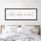 Lets Stay in Bed Wall Decor Above Bed 41.3''×15'' Large Farmhouse Wall Decor for Bedroom Guest Room Decor Framed Wood Wall Art Rustic Master Bedroom Wall Decoration (black frame)