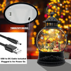AOMIL Christmas Snow Globe Lantern with Music & Timer - USB/Battery Operated LED Glittering Globe, Snow Globe Decor for Home Holiday (Reindeer)