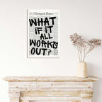 Drimiler Retro Black And White Newspaper Poster What If It All Works Out Canvas Wall Art Positive Affirming Quote Minimalist Prints Painting For Home Bedroom Dorm Wall Decor 24x36in Wframed