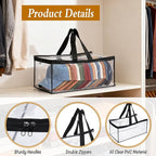 4 Pcs Hat Storage for Baseball Caps, All Clear Hat Organizer for Baseball Caps with 2 Sturdy Handles Stackable Hat Bags Holds Up to 48 Hats, Foldable for Home and Travel