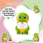 Positive Turtle Figurine - 4.3" Tall Hand-Painted Resin Indoor Office Desk Decoration with Cute Motivational Sign, Funny Gift for Women Friends Bestie BFF Bestfriend Coworkers (Green)