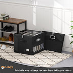 2 Pack Shoe Organizer for Closet Large Shoe Box Storage Containers with Clear Window Space Saving Shoe Bin with Foldable Bottom Support Adjustable Dividers Fits 32 Pairs (Black, (16.5*16.5*13in)*2)