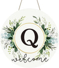 Monogram Letter Q Wreaths for Front Door Wreath Wooden Welcome Sign for Front Door Decor Floral Family Last Name Initial House Warming Spring Summer Porch Rustic Wall Home Kitchen Boho Decorations