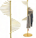 Scarf Hanger Organizer Stand Metal Scarf Display for Multiple Scarves Spiral Hijab Hanger Gold Tie Rack with 30 Bars Heavy Duty Pant Hanger Space Saving Commercial Holder for Tie, Belt, Chothes