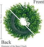 U'Artlines 17inch Front Door Wreaths Artificial Spring Summer Greenery Hanging Garland for Home Wedding Wall Window Decoration (17'inch Boxwood,1)