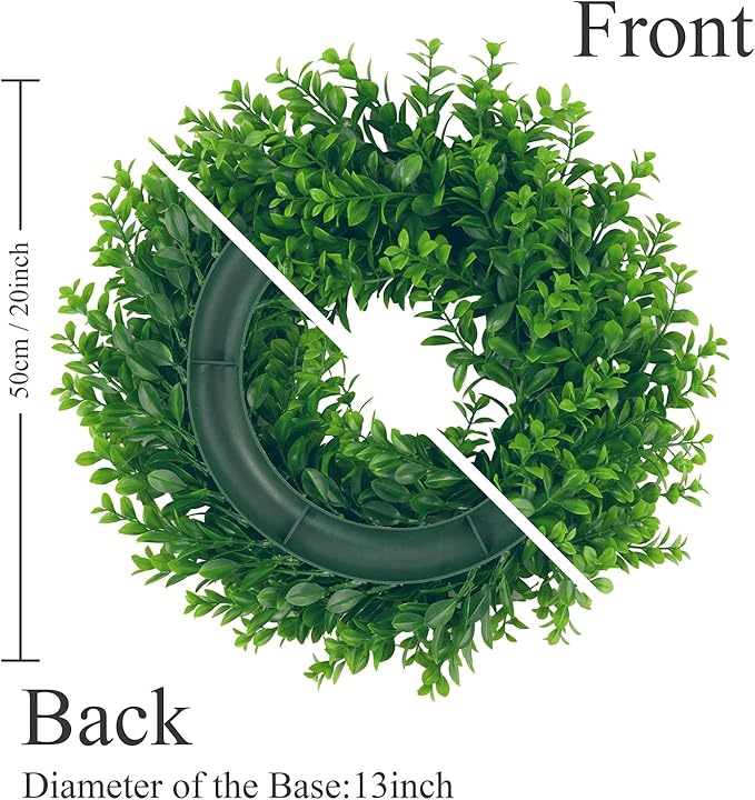 U'Artlines 17inch Front Door Wreaths Artificial Spring Summer Greenery Hanging Garland for Home Wedding Wall Window Decoration (17'inch Boxwood,1)