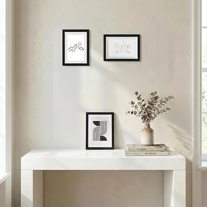 Rempry 5X7 Picture Frames Set of 11, Black 5x7 Photo Frames without Mat or Displays 4X6 Picture with Mat, Wall Mount or Tabletop Display for Home, Office