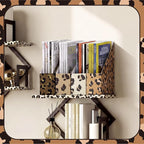 AmazingSpark Set of 4 Leopard Print Magazine Holder Decorative Foldable Magazine Storage Boxes with Acrylic Label Holders Coquettish Boho Organizer for Office Home Organization Storage