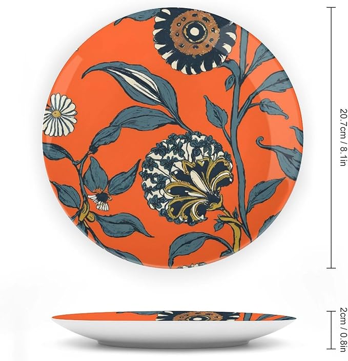 Plates Ceramic Persimmon Flower Chinoiserie Customize Decor for Festival Wall Kitchen Home Ceramic Dinner Plates 1 Plate with 1 Display Stand, Multi Sizes by Choosing, Gifts for Men Women