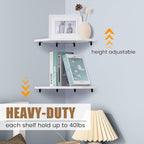 Fun Memories Corner Shelf Wall Mount, Floating Corner Shelves, Set of 2 Corner Wall Shelf Organizer, Rustic Wood Wall Storage Display Shelves for Living Room Bedroom Bathroom Kitchen, Rustic White