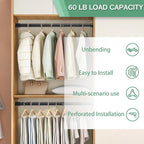 Closet Rods for Hanging Clothes, 1.3 Inch Diameter Heavy Duty Closet Rod 17-39 Inch Adjustable Clothes Hanging Bar Metal Black Shower Curtain Rods for Closet, Wardrobes, Bathroom, Windows