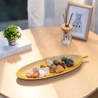 Hanobe Decorative Bowls for Home Decor: Leaf Shaped Wood Key Tray Entryway Decor Leaves Bowl for Fireplace Mantel, Gold