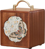 Wooden Jewelry Box for Women 4 Tier Walnut Wooden Jewelry Box with handle (Butterfly Prints B)