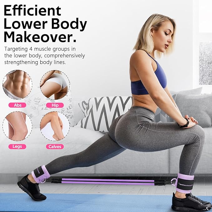 Ankle Resistance Bands with Cuffs, Ankle Bands for Working Out, Ankle Resistance Band for Legs and Glutes Workout Equipment, Butt Exercise Equipment for Women