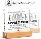 Thank You & Appreciation Gifts Bulk for Coworkers, Friends, Women and Men, Inspirational Gift Ideas, Motivational Desk Decor for Office Home, 4 x 4 Inches, Set of 2