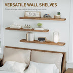 RALGEND Floating Shelves for Wall, 1.5" Thick Wall Shelf Set of 3 with Invisible Bracket, L47.2 x W7.9 Hanging Shelves Farmhouse Home Decor for Bathroom, Living Room, Bedroom, Rustic Brown 12301BJP3BF