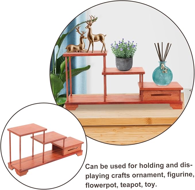 LIFKOME Tiered Wooden Display Riser Stand Pedestal for Home Decor Statues Holder