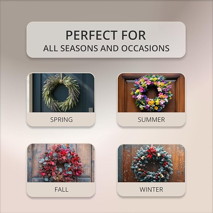 Black No Drilling Required - Universal Wreath Holder for Decorations | Invisible Hook with High-Tech Technology for Door Wreaths & Seasonal Decorations - Hanging Hook for Easy Installation