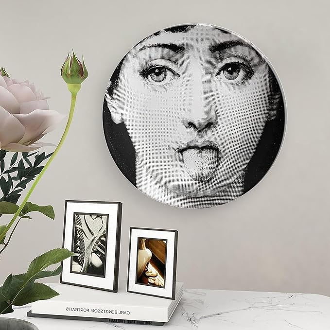 Lina Cavalieri Plate, Wall Decorative Plate, Mysterious Face Plate Wall Hanging Decoration,Including Bracket And Special Spring HooK, (Style-6, 8inch)