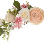 Lvydec Artificial Peony Flower Swag, 25 Inch Decorative Swag with Champagne Peony White Rose and Green Leaves for Wedding Arch Front Door Wall Decor