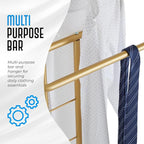Kings Brand Furniture Kalblins Metal Suit Valet Stand, Clothes Rack, Clothing Organizer, Jacket Hanger (Gold)