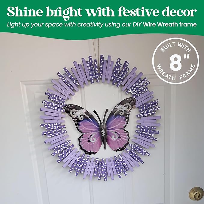 2-Pack 8 Inch Wire Wreath Frame – Round Metal Wreath Form with Ring Design for DIY Crafts, Floral Projects, and Home Decor – Dark Green Wire Frame for Christmas Holiday & Weddings