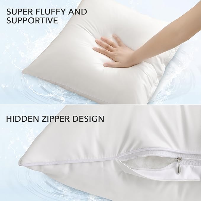 Oubonun 20x20 Outdoor Pillow Inserts (Pack of 4) - Square Waterproof Throw Pillow - Decorative Throw Pillows Insert for Couch Sofa Bed Patio Furniture - White Pillows