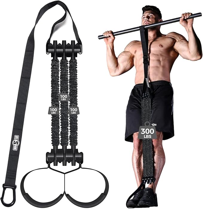 Innstar Pull Up Assistance Bands, Heavy Duty Resistance Band for Pull Up Bar, Adjustable Weight/Size with Fabric Feet/Knee Rest, 3 Bands for Pull Up Assist for Strength Training