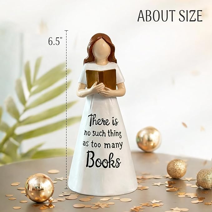 Book Figurine Reading Woman Statue – Reading Resin Figurine for Book Lovers Decor, Bookworm Sculpture, Reading Gifts for Book Lovers Women