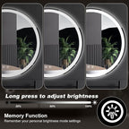 DUMOS 28 Inch Round LED Bathroom Mirror with Lights, Circle Vanity Mirror with Anti-Fog, Dimmable, 3-Color Light, Front Light and Backlit, Memory Function, Tempered Glass