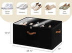 StorageWorks Shoe Organizer for Closet, Fits up to 24 Pairs, Shoe Cubby Storage Containers with Adjustable Dividers and Clear Cover, Black