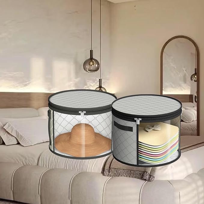 STARGAZ Hat Boxes For Women Storage - This Oversized Clear Hat Storage Bag can hold 9 hats,suitable for cowboy hats,suitable for travel and daily hat organizer for closet.(Pure Gray 1 Pack)