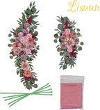 Lisuun Wedding Arch Flowers, Artificial Flowers for Decoration, 2pcs Flower Swag and 1 pcs Semi-Sheer Chiffon Table Runner Swag for Beautiful Dream Wedding Ceremony Floral Decor - Pack of 3