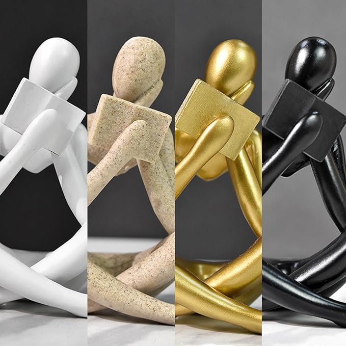 Gold Reading Women Statue, Thinker Sculptures, Abstract Art Ornament, Modern Aesthetic Figurine Decoration, Suitable for Home Living Room Bedroom Office Shelf Table Desk Bookshelf Decor (Gold Left)