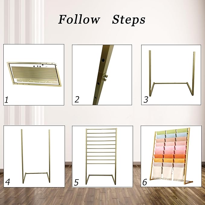 10 Tier Metal Scarf Organizer Holder, Freestanding Display Stand for Commercial Clothing Retail Store Towel Rack Ties Belt Pants Hanging Rack