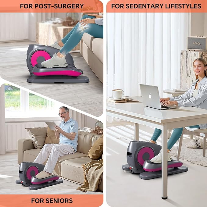 Under Desk Elliptical Machine with Remote Control, 16 Adjustable Speed Electric Ellipse Leg Exerciser Pro As Seen On TV for Senior, Portable Quiet Seated Pedal Exerciser